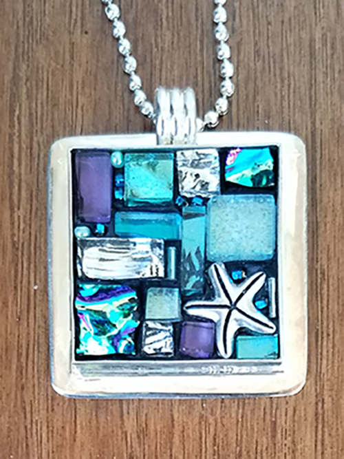 mosaic pendant glass blue beach