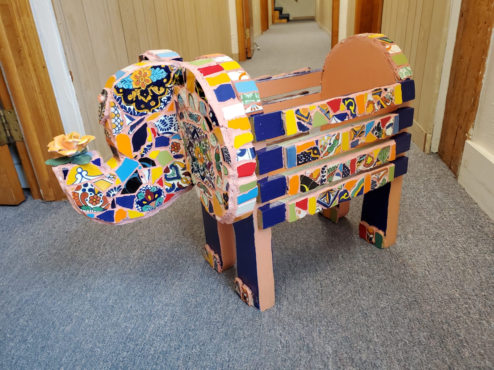 Spanish tile elephant plan mosaic