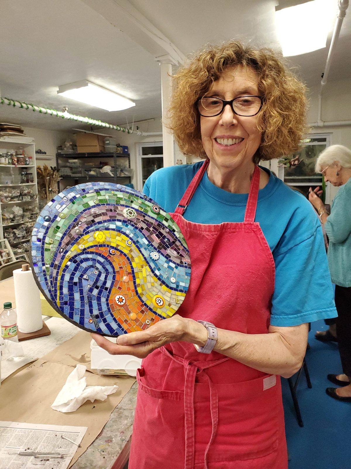 student mosaic art class