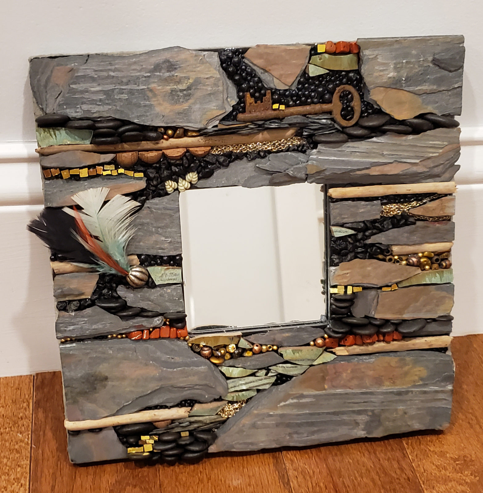 slate mosaic class beads