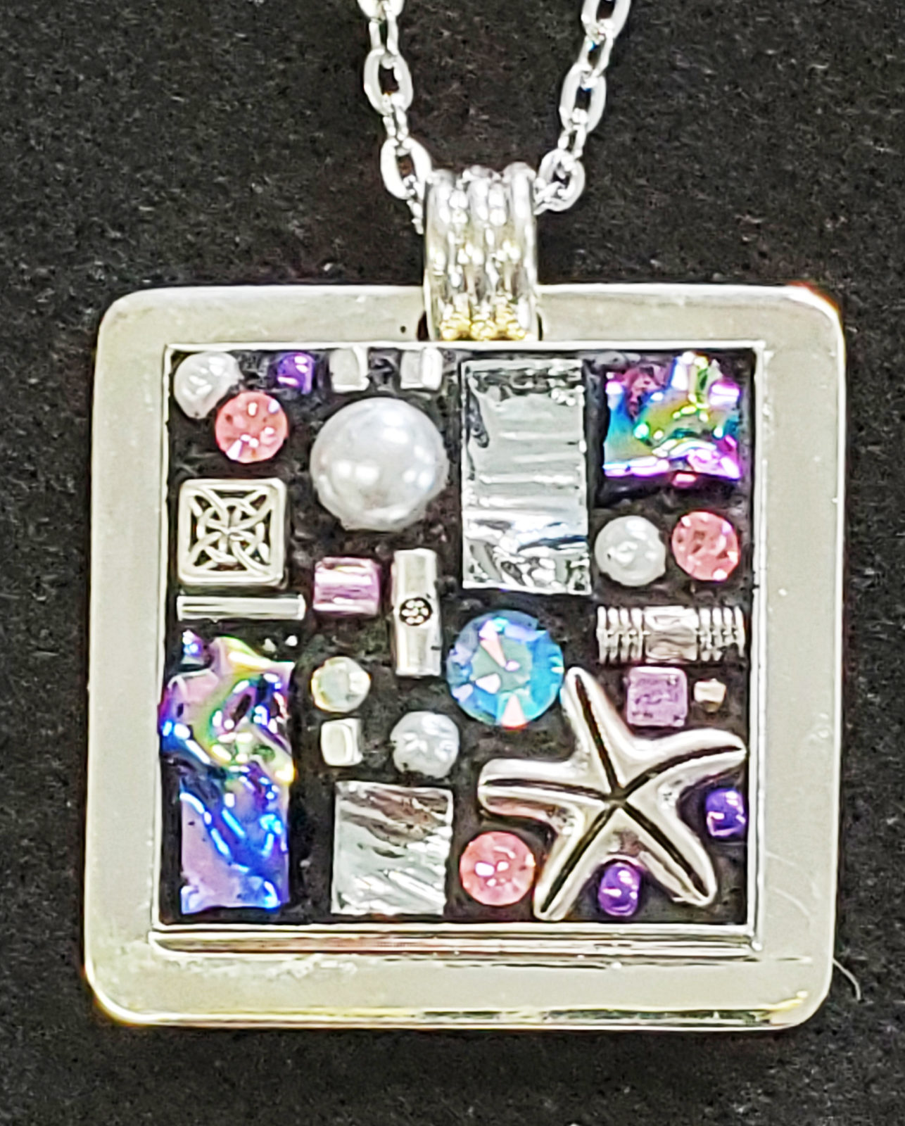 mosaic pendant sterling pink