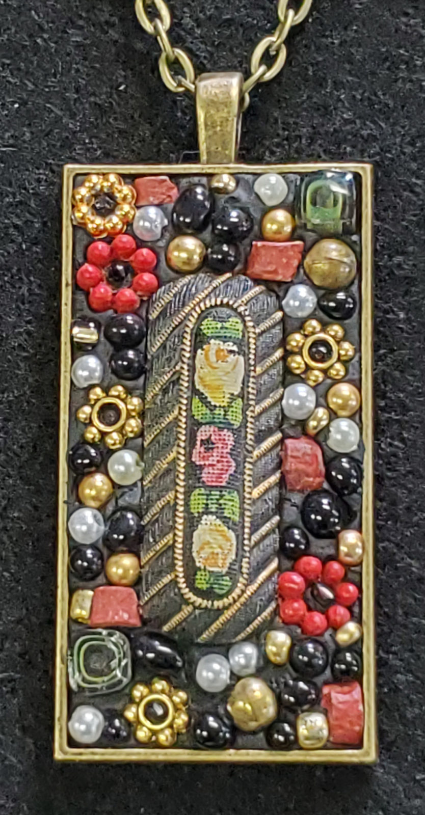 antique glass mosaic pendant